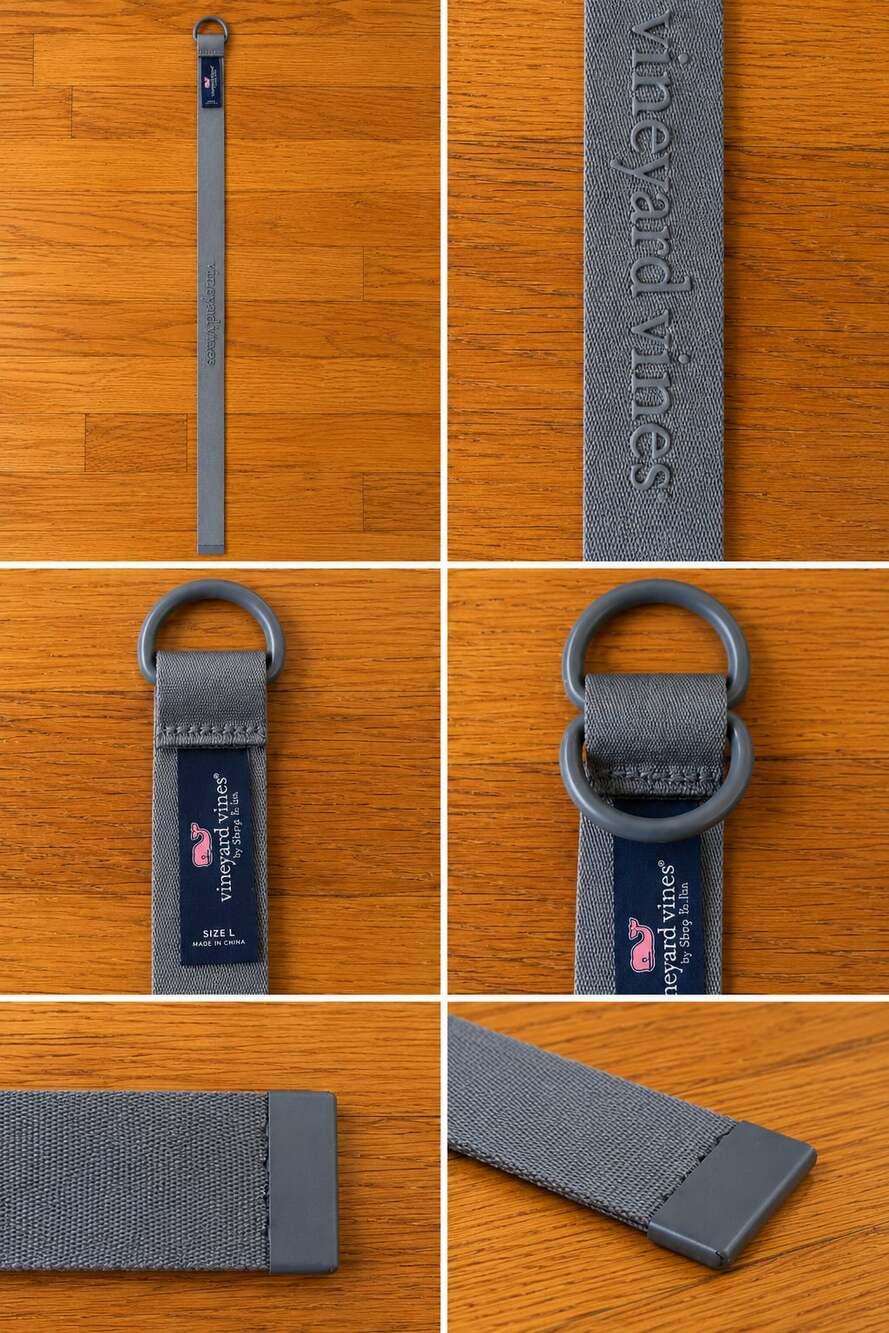 Vineyard Vines Gray Webbed D-Ring Belt Size L